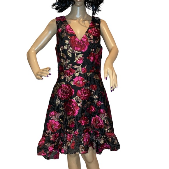 RACHEL Rachel Roy Sleeveless Floral Metallic Jacquard High-Low Dress Size 8 NWT - Picture 2 of 8